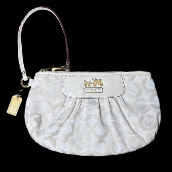 Coach Handbags - Coach Cream Clutch with Pleated Design